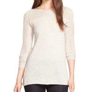 Eileen Fisher System Tunic Sweater w/Mesh Knit at Neck & Sleeves. Size L. NWOT!